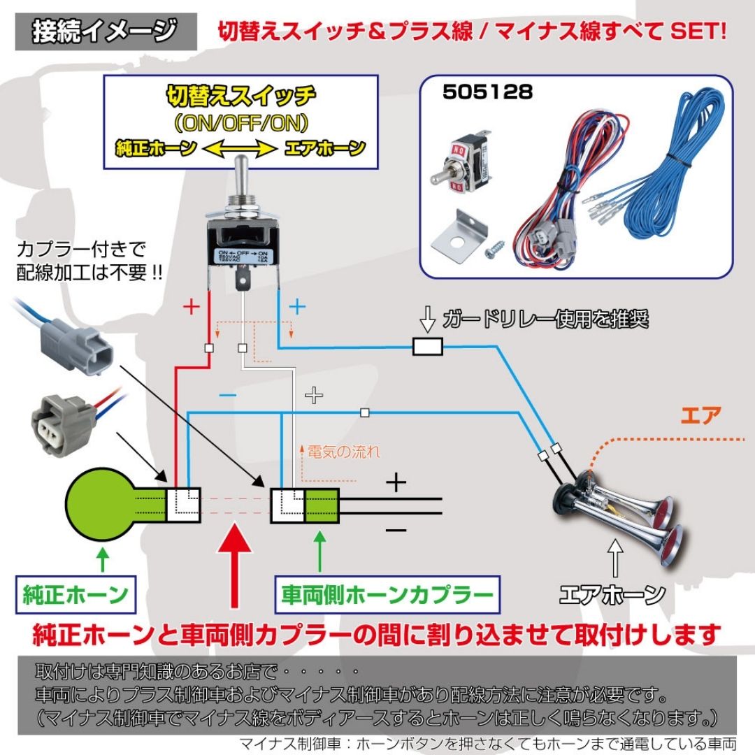 エアーホーン切替えスイッチハーネスキット 日野 17プロフィア 17