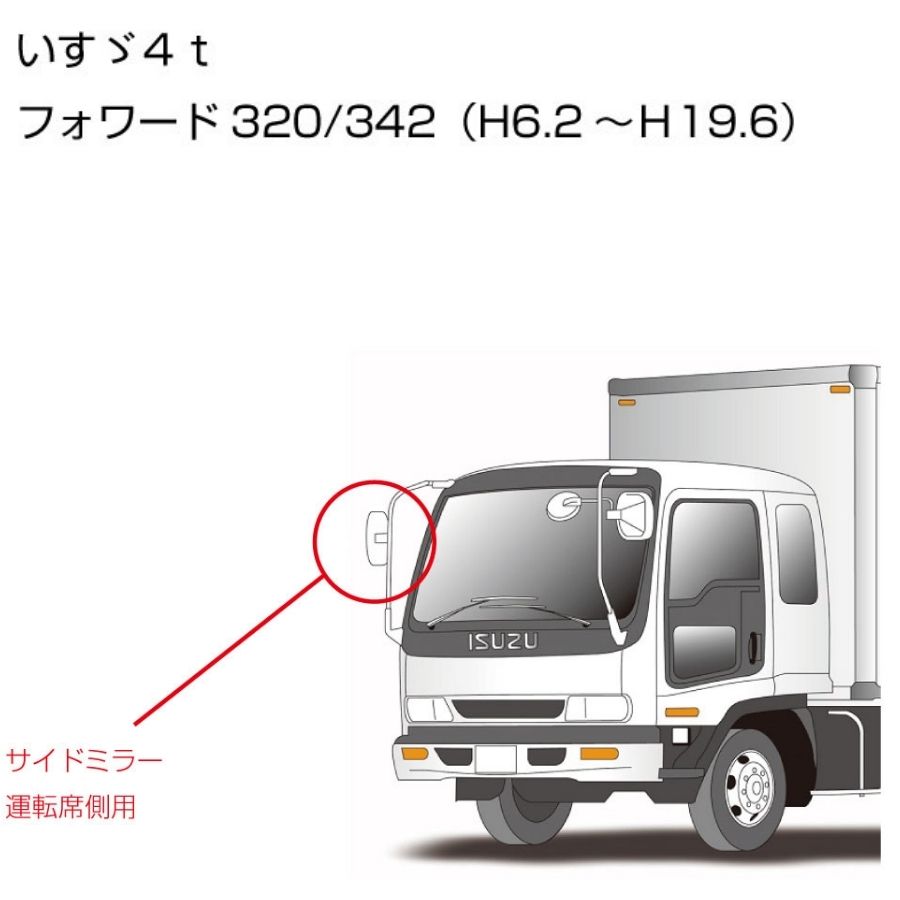 純正タイプミラー 日野 三菱ふそう いすゞ サイドミラー右側 HN60