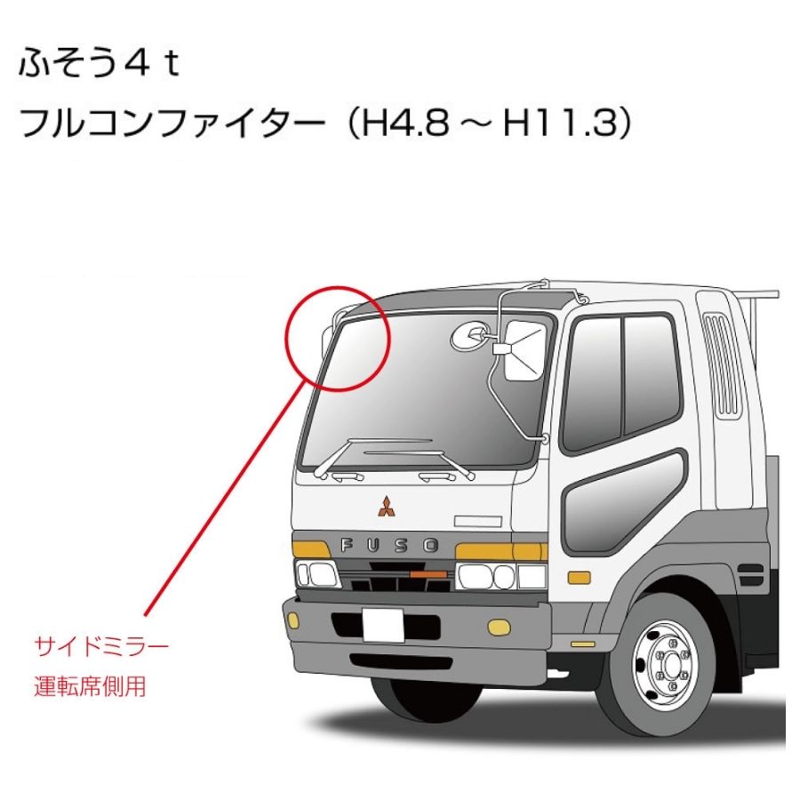純正タイプミラー 日野 三菱ふそう いすゞ サイドミラー右側 HN60