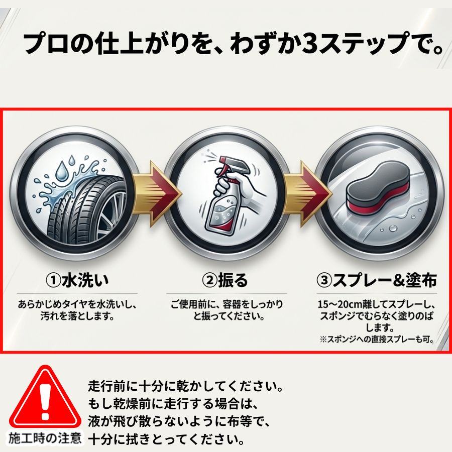 ピカール TLワックス1L(ガン付) 水性タイヤワックス 日本磨料工業