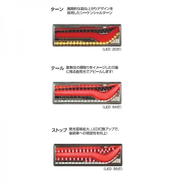 オールLEDリアコンビネーションランプ歌舞伎デザイン シーケンシャル