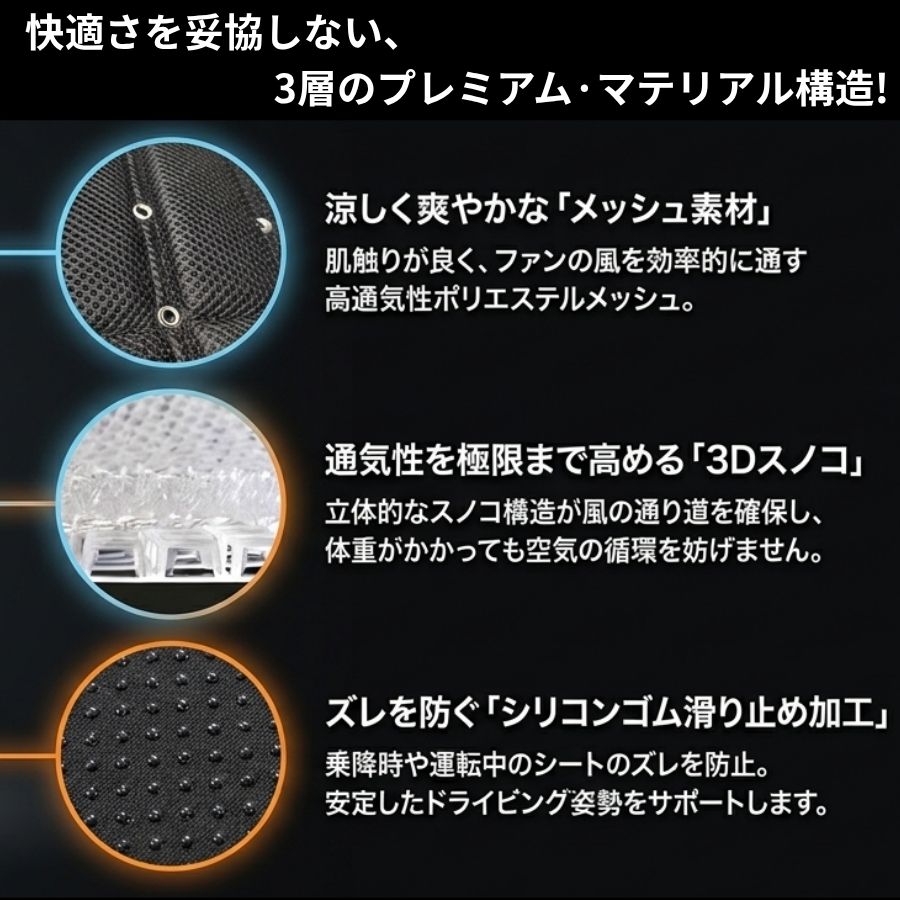 Wファンクールクッション バイブレーション機能付き 12/24V共用 日本