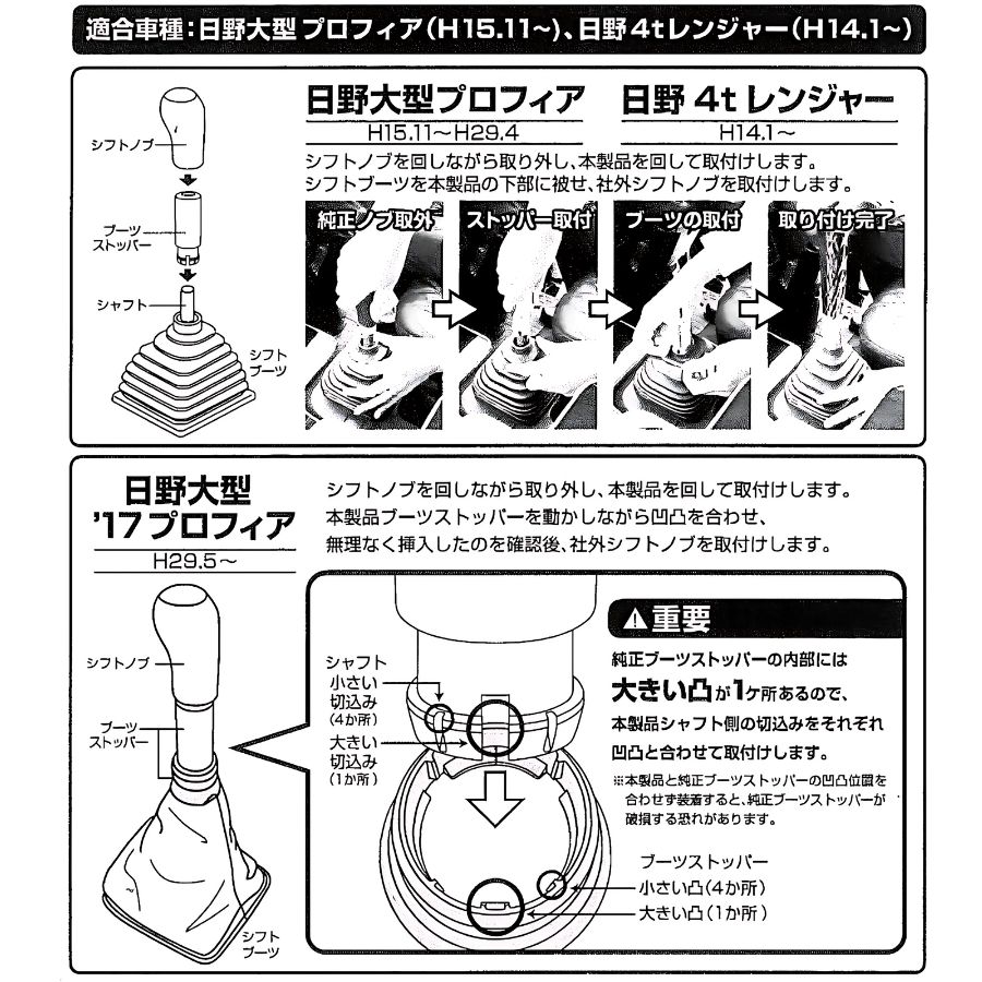 シフトブーツカバーストッパー 日野 17プロフィア/グランドプロフィア