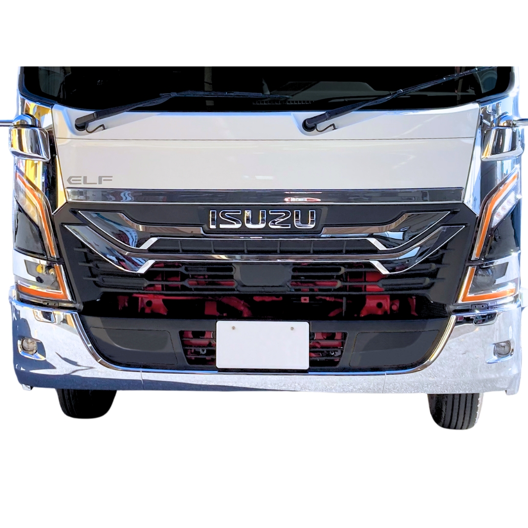 フロントバンパー 3分割 23エルフ ワイド車用 ウォッシャーフタ