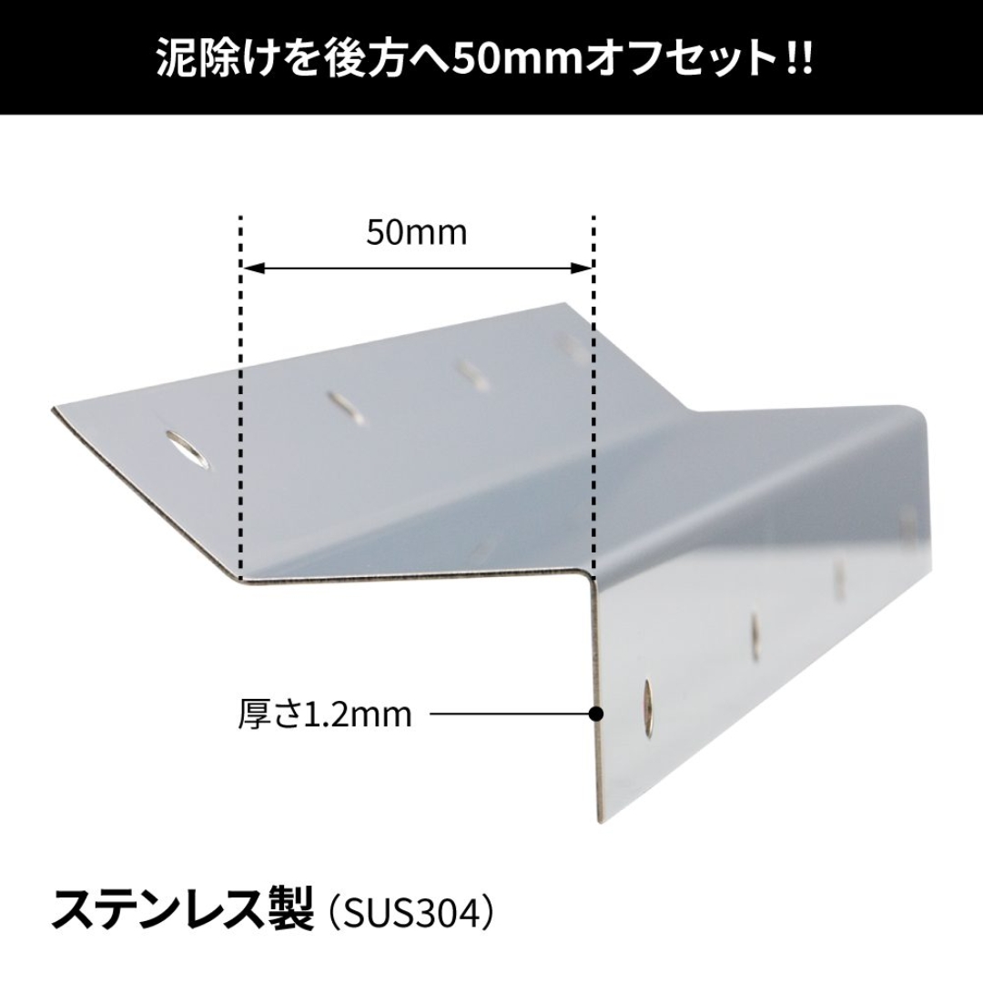 泥除け巻き込み防止板 2t車用ピッタリタイプ 400(430)mm×50mm 左右