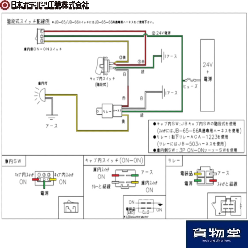 JB-66純正タイプスイッチ 三菱ふそう用(23/17スーパーグレート 19