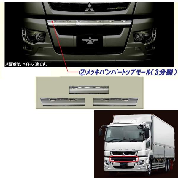 17スーパーグレード　ハイキャブ用　メッキ 三菱ふそう17スーパーグレートハイキャブ用メッキバンパートップモール