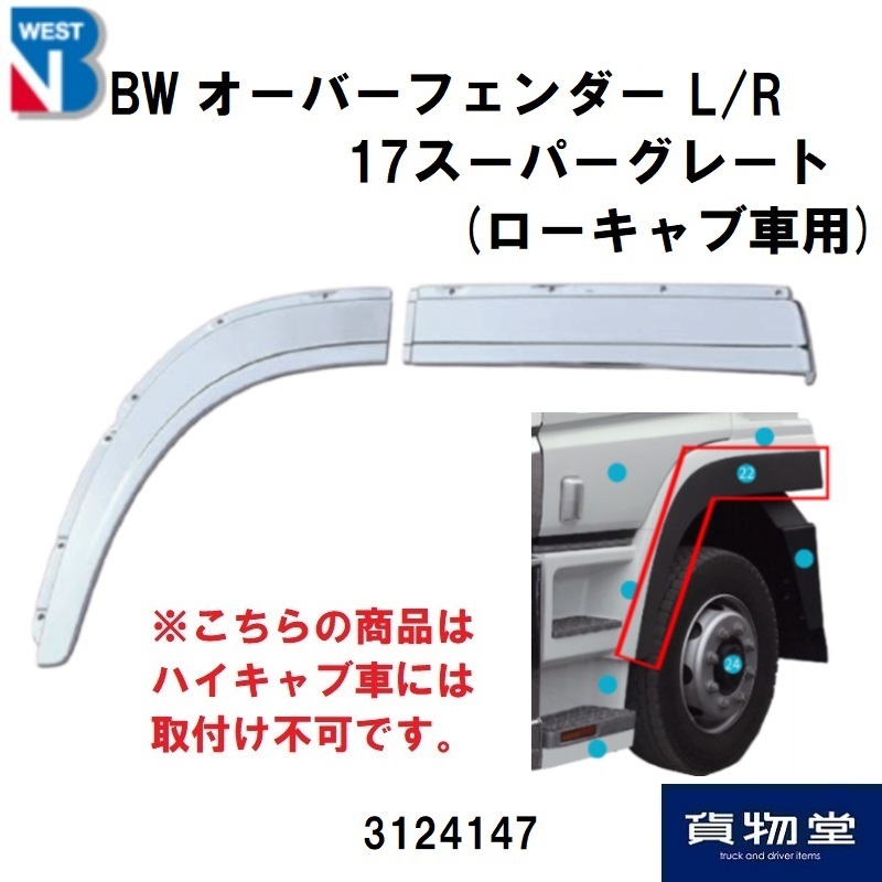 三菱ふそう17スーパーグレートメッキオーバーフェンダーローキャブ用